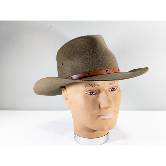 FITS. Koala Olive Green Western hard felt cowboy hat, sturdy men's sun hat made - Picture 2 of 10